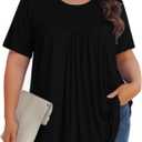 Womens Plus Size Tops Tunic Short Sleeve Crew Neck Shirts Casual Soft Blouse XL (01 Black)