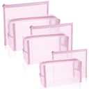 6 Pieces Mesh Makeup Bags Mesh Cosmetic Bag Portable Travel Organizing Zipper Pouch Toiletries Makeup Pouches for Home Office Travel Accessories (Light Pink)