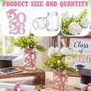 Knitgrip 10 Sets 2026 Graduation Table Centerpieces Party Decoration Mason Jars with Glitter Cutouts Tags Artificial Flowers and Jute Rope Double Side 2026 Graduation Cutouts for Grad Decors (Pink)