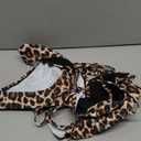 OYOANGLE Women's Cheetah Print Bikini Set Underwire Padded Push Up 2 Piece Bathing Suit (Medium, Brown and Black)