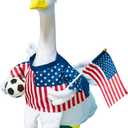 Soccer Porch Goose Outfits, Football Geese Duck Statues Clothes Art Decor | Patriotic Porch Goose Outfit, American Flag Fashion Design, 4th Of July, Concrete Goose Statue Costume For Garden Lawn Yard