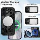 OOK Magnetic Case Fit for iPhone 17 6.3 Inch (Compatible with MagSafe) Soft TPU and Hard PC Phone Cover with Black Floral Flowers Anti-Scratch Shockproof Protection Case for Women