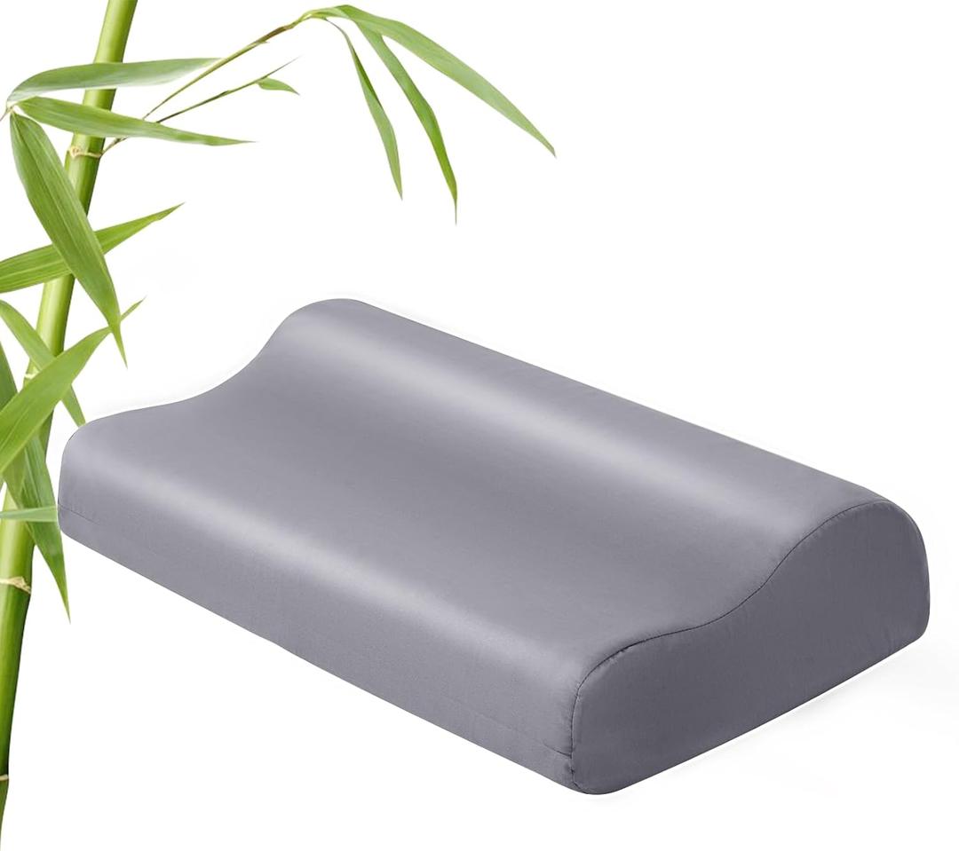 Contour Pillowcase- Rayon Derived from Bamboo Cooling Contour Cervical Neck Pillow Case Cover- Breathable Silky Soft Pillowcase for Hot Sleepers,24 x14 x5/3.7 Inches 1 Piece Dark Grey