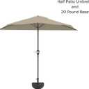 Half Umbrella Outdoor Patio Shade - 9 ft Patio Umbrella with Easy Crank and 20lb Weighted Base - Small Canopy for Balcony, Table, or Deck by Pure Garden (Sand)