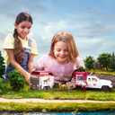 Schleich Horse Club - 90 PC Mobile Vet with Trailer Playset - Includes Toy Horse Figurine, Poseable Veterinarian Figure, Moveable Truck and Accessories - Interactive Play Toys for Kids Ages 5+| 42704