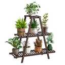 GHWIE Plant Stand Indoor Plant Shelf Outdoor bamboo Plant Rack, 3 Tiers Ladder Plant Holder Flower Stand for Living Room Balcony Garden Patio,Living Room Boho Home Decor for Gardening Gifts (Brown)