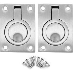 2Pcs Marine Boat Ring Hatch Pull Handle, Flush Mount Cabinet Pulls Recessed Trap Door Handle 316 Stainless Steel Hidden Furniture Pull for Deck Drawer(Small Size)
