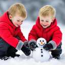 Kids Toddler-Winter-Knit-Mittens Warm Thick Fleece Snow Gloves for Cold Weather Outdoor 2-6Years Boys Girls (Black)