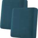 H.VERSAILTEX Super Stretch Individual Seat Cushion Covers Sofa Covers Couch Cushion Covers Slipcover Sets Thick Jacquard Textured Twill Fabric (2 Piece Medium Sofa Cushion Covers, Deep Teal)