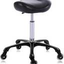 Hydraulic Saddle Stool with Wheels Height Adjustable Stylish Ergonomic Rolling Swivel Chair for Hygienic Clinic Salon Tatoo Massage Office (Black)
