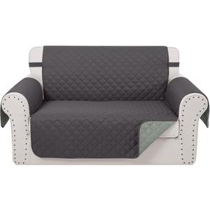 Reversible Loveseat Sofa Covers Couch Cover Furniture Protector for 2 Cushion Couch Sofa(Loveseat, Dark Grey/Light Grey) (Loveseat - Oversized (54"))