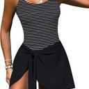 Pink Queen Women's One Piece Swimsuit 2026 Tummy Control Swim Dresses Skirt Adjustable Straps Bathing Suit Beachwear, Small
