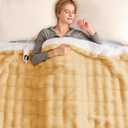 Homemate Heated Blanket Electric Throw - 50"x60" Heating Blanket Throw 1/2/4/6/8 Hours Auto-Off 10 Heat Levels Over-Heat Protection Luxury 800 GSM Faux Fur 200 GSM Sherpa ETL Certification