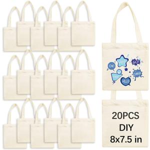 OKBA 20 Pcs 8X7.5 Inch Sublimation mini tote bags,Blank Canvas Tote Bags Reusable Grocery Bags, small bags for kids DIY