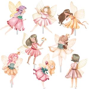 Pink Fairy Birthday Party Decorations Fairies Party Banners Fairy Birthday Cake Topper Cupcake Toppers Fairy Tale Tablecloth Balloons Fairy First Party Decoration for Fairy Elf Baby Shower Supplies
