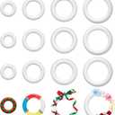 Frienda 12 Pcs Foam Wreath Forms, White Craft Rings in 4, 6, 8, 10 Inch Sizes, Round Foam Circles for DIY Floral Wedding Home Christmas Decor