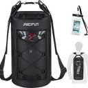 Piscifun Dry Bag, Waterproof Floating Backpack 10L/20L/30L/40L with Waterproof Phone Case for Boating, Kayaking, Fishing (Black)