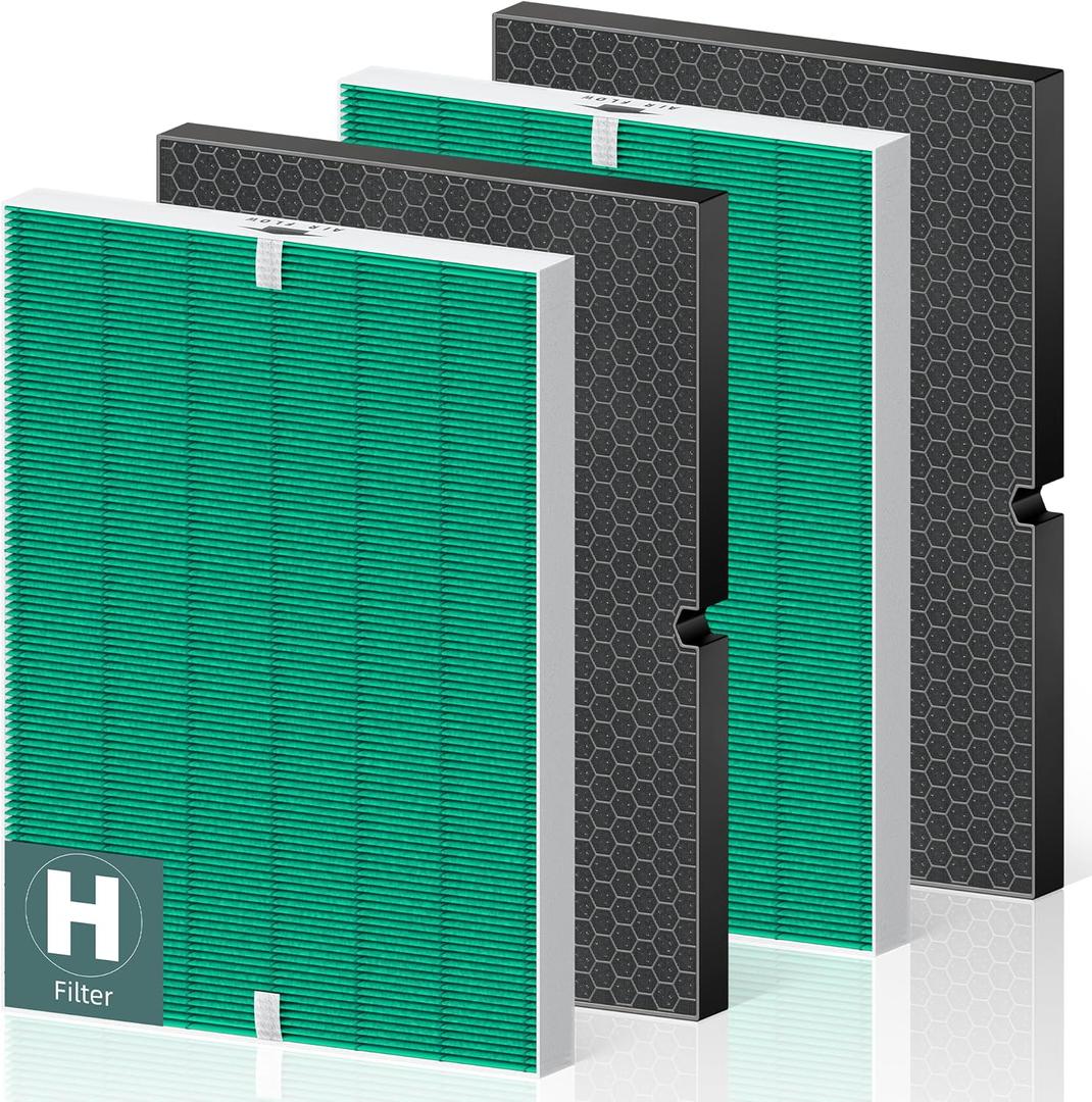 116130 Toxin Absorber Replacement Filter H for Winix 5500-2 AM80 Plasmawave Air Purifier, True HEPA Filter and Activated Carbon Filter Combo Pack, 2 Set, Green