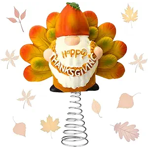 Queekay Fall Gnome Miniature Tree Topper Autumn Ornaments Maple Leaf Gnome Happy Thanksgiving Tree Topper 4 Inches Mini Harvest Day Table Decor for Party Favors
