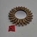 Honiway Wall Mirror Decorative 12 inch Rustic Wood Mirror Sunburst Boho Mirror for Entryway Bedroom Living Room Bathroom House Warming Gifts New Home Essential Carbonized Black