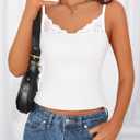 ZESICA Women's Sleeveless Lace Camisole Tops Summer 2026 Spaghetti Strap Tank Top Y2k Sexy Going Out Trendy Shirts (White)