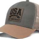 USA 250th Anniversary Hat 1776-2026, Adjustable Patriotic Trucker Hat Retro Patriotic Baseball Cap for Men Women (Brown)