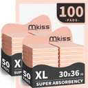 MKISS Bed Pads Disposable [100 Count] Adult Incontinence Underpads 30" x 36" Heavy Duty Absorbent Pee Pad, XL Chucks Leakproof, Extra Large Puppy Training Pad, Waterproof Baby Changing Pad