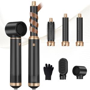 5 in 1 Blow Dryer Brush, Hair Dryer Brush Set Upgrade Hot Air Brush Negative Ion Air Styler Curling Wrap Air Curler, Curling Iron Hair Styling Tools As A Gift for Straight/Curl/Drying/Smoothing, Black