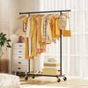 Clothes Rack for Hanging Clothes: Clothing Coat Garment Rolling Racks with Wheels Shelf Portable Closet Storage Organizer Wardrobe Strudy Metal Freestanding Laundry Room Bedroom Dress Shirt Jacket