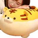 16 Inch Soft Yellow Tiger Plush Hugging Pillow Cute Stuffed Tiger Animal Plushies Tiger Doll Toy Kids Stuffed Animals Tiger Plush Toys for Birthday, Valentine (Orange)
