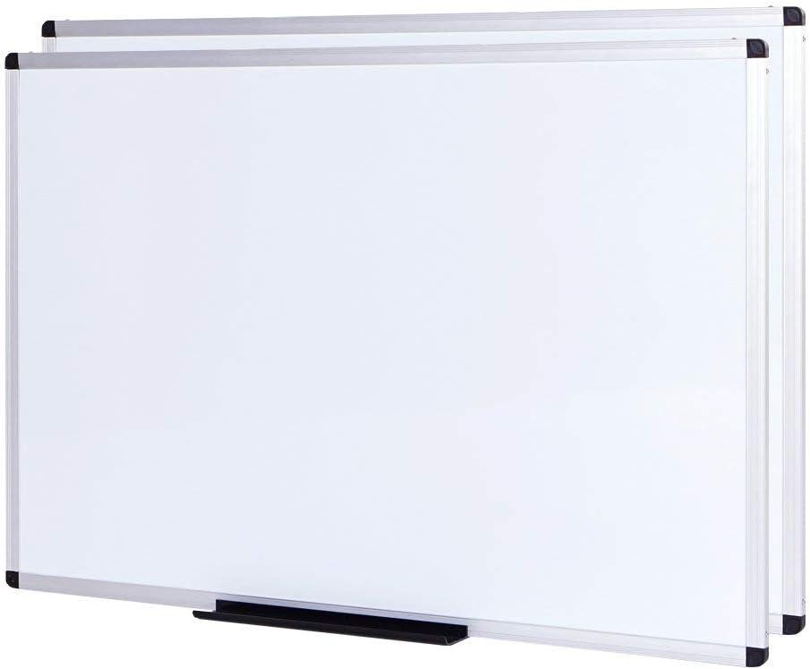 VIZ-PRO Large Magnetic Dry Erase White Board for Wall, 60 X 48 inches, Pack of 2, 5' x 4' Aluminum Framed Whiteboard with Marker Tray for School Office Home