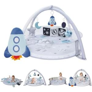 Aila+Aiden 6-in-1 XL Play Mat & Play Gym, Baby Gym, Baby Activity Gym, Sensory Exploration and Motor Skill Development Toys (Space Gray)
