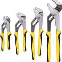 TOPLINE 4-piece Groove Joint Pliers Set with Bi-Material Handles, Tongue and Groove Pliers Set Included 12-in, 10-in, 8-in and 6-in, Perfect for Plumbing Repair and Basic Home Maintenance