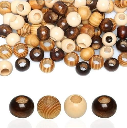 20mm Brown Wooden Macrame Beads - Hole 10mm - 30 Pieces Quality Large Hole Wood Beads for Macrame Projects/Garlands, Set of 2