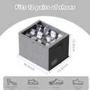 2 Pack Shoe Organizer for Closet - Shoe Storage Bins with Clear Cover, Fabric Shoe Storage Containers with Reinforced Handles, Fits up to 24 Pairs (Grey, 16.5 * 12.6 * 12.2in)