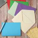 50 Pack A7 Colorful Envelopes with 5x7 Blank Heavy Colored Folded Cardstock and Gold Stickers for Greeting Cards, Wedding, Birthday Party, Baby Showers, Invitations (5x7)