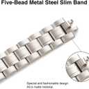 STIROLL Thin Replacement Band Compatible for Apple Watch 49mm Ultra 3 2 1, 46mm Series 11 10,45mm Series 9 8 7, 44mm Series 6 5 4 SE, 42mm Series 3 2 1, Stainless Steel Metal Wristband iWatch Bands for Women, Starlight(No Case)