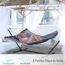 TegerDeger 12FT 2 Person Hammock Large Hammock Quick Dry 450LB Capacity with V Shaped Hardwood Spreader Bar & Nylon Rope for Outside, Patio, Garden, Backyard, Beach, Poolside - Brown Stripes