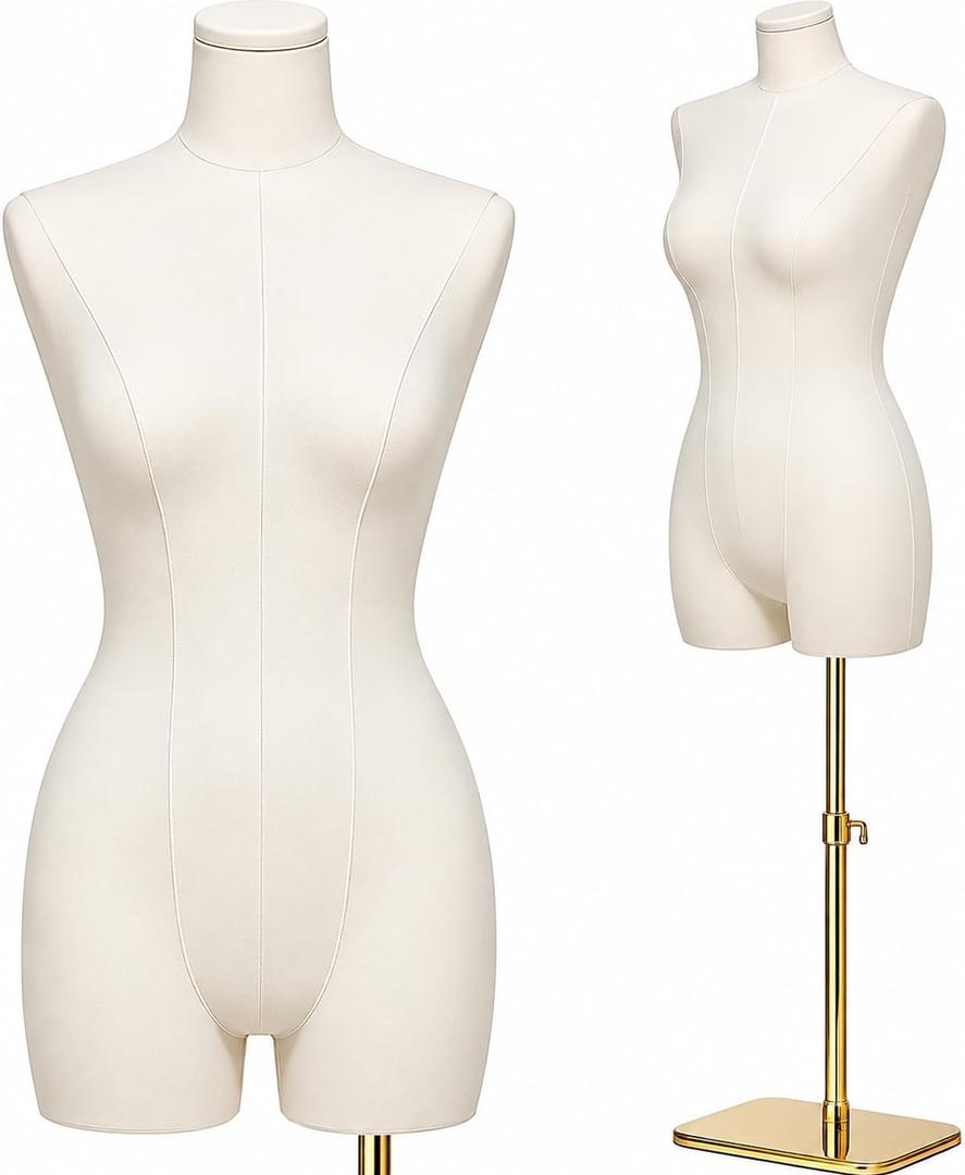 Female Dress Form Mannequin Torso with Adjustable Stand for Sewing, 32-24.4-33.5 inches