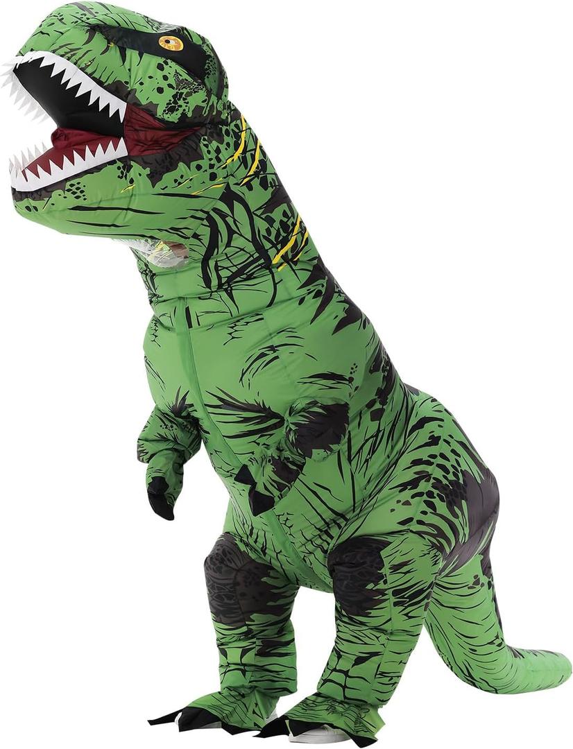 Servllcell Inflatable Dinosaur Costume for Kids/Teens, Halloween Costumes T Rex Blow Up Costumes for Boys Girls, Cosplay(Green)