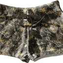 Camo Shorts Women Knit Drawstring Waist Skinny Y2k Booty Mini Shorts Micro Bottoms Streetwear (M)