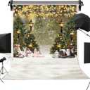 Winter Snow Scene Backdrop 5x7FT Snowflake Christmas Tree Glitter Bokeh Portrait Photography Background Winter Holiday Xmas Party Decorations Supplies Photo Props (5x7FT: 60x84 inch)