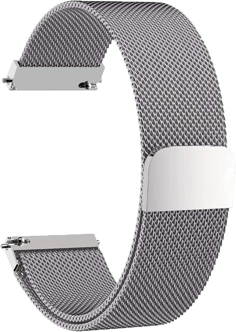 19mm Mesh Loop Bands Compatible with ID205L Veryfitpro Smart Watch and ID205 ID205G ID205U ID205S ID215G, No Buckle Design, Magnetic Adjustable Stainless Steel Replacement Straps for Women Men, Silver