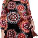 BELAROI Plus Size Tops for Women Fall Tunic Tops to Wear with Leggings 3/4 Sleeve Casual Swing Loose T Shirts Blouse S-5X (Red, XXL)