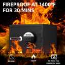 1.2 Cubic Feet Fireproof Safe Box, Fireproof Home Safe for Money, Jewelry, Documents and Valuables W/Digital Keypad, Alarm System, Removable Shelf, Home and Office Use Document Box