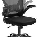 Mesh Office Chair, Ergonomic Home Office Desk Chairs with Flip-up Arms and Lumbar Support, Height Adjustable, Black