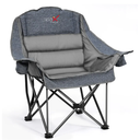 Oversized Camping Chair, Portable Folding Padded Camp Chairs with Side Pocket, Cup Holder, Heavy Duty Support 500LBS Outdoor Lounge Chair for Adults, Fishing, Sports, Trip, Grey