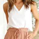 IDEALSANXUN Womens V Neck Cropped Linen Tank Tops Spring Summer Sleeveless Shirts (S)