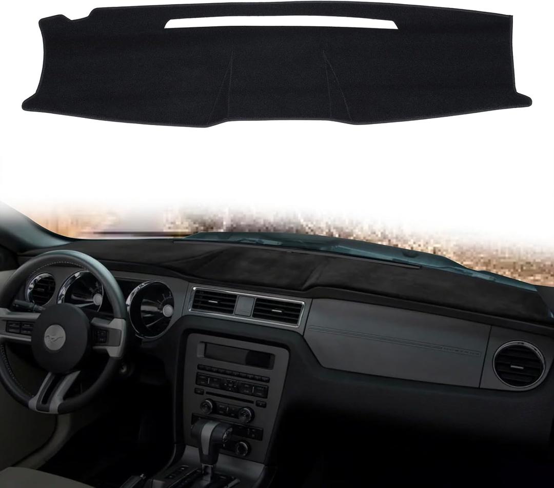 Dashboard Cover Dash Cover Mat Pad Carpet Custom Fit for Ford Mustang 2010 2011 2012 2013 2014 (Black)