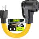 5-15P to 14-50R EV Charger Adapter Cord Compatible with Nema 110V 15A 3 Prong Male to 50A 4 Prong Female Power Cord with Handle for Level 1 EV Charging, STW 10 AWG/3C, 1FT, ETL Listed